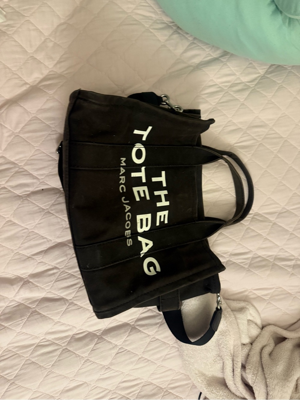 Marc Jacobs Black Canvas 'The Tote Bag' with White Logo